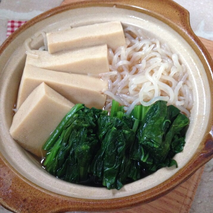 高野豆腐としらたきとほうれん草の含め煮♪